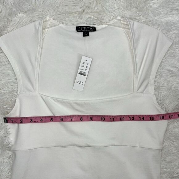J. Crew Square Neck Cap Sleeve Stretch Top in White Size Large - Picture 10 of 11